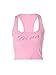 WDIRARA Women's Letter Rhinestone Racerback Crop Tank Top Y2k Square Neck Sleeveless Rib Knit Tops Pink Medium