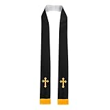 Oxxggkao Double-Sided Communion Stole with Crossed Embroidery All-Gender Clergy Apparel for Religious Gatherings Religious Stole with Embroidered Crossed Symbol