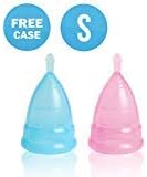 Venus Menstrual Cup | 2 pcs Reusable Menstrual Cups with Case | Better Feminine Hygiene Alternative to Tampons and Sanitary Napkin Pads | Leak Free Hypoallergenic Silicone | Size S | Blue Pink