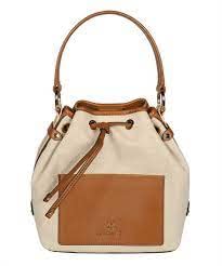 Michael Michael Kors Acorn Beige Canvas Maeve Bucket Handbag