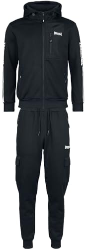 Lonsdale London Bulough Hombre chándal Negro L 95% Polyester,5% Elastán