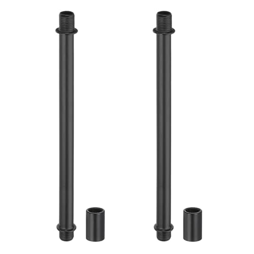Image of PATIKIL Straight Pipe Lamp Stems Rod Kit, 2 Set M10 Carbon Steel 150mm(5.91 inch) Long Double End Thread Rod with Coupling Nuts Sleeve Connector for Table Lamps Chandeliers,Black