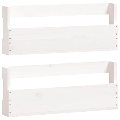 vidaXL Wall-Mounted Shoe Racks Storage Shelf 2 pcs - White - Solid Pine Wood - Space Saving - Organized Storage - Modern Design