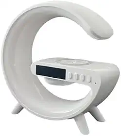 Luminária de mesa com carregador sem fio, alto-falante Bluetooth, despertador com função de simulação do nascer do sol (preto)