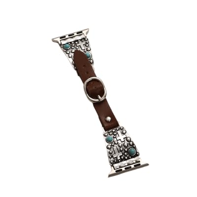 Correa de cuero turquesa con cruz para reloj inteligente miniatura 1