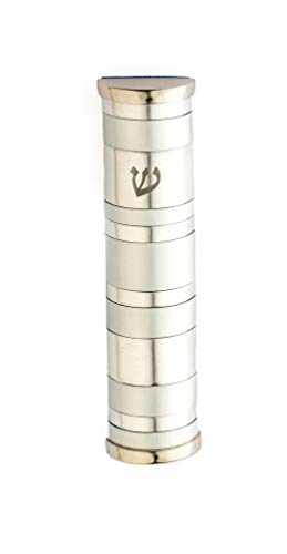 Yair Emanuel Mezuzah Case for Door | Anodized Colourful Aluminum Judaica Gift (Silver MZP-4)