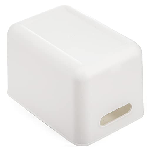 Lawei 4 Pack Plastic Storage Bins With Lid, White Stackable Storage Basket Organizer Box, Sturdy Containers Organizing Lidded Bins For Shelves, Cabinet, Desk, Pantry, Bedroom, Bathroom, Book, Toys #TOP3
