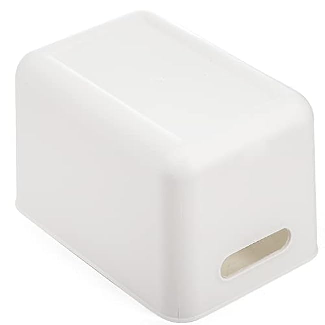 Lawei 4 Pack Plastic Storage Bins with Lid, White Stackable Storage Basket Organizer Box, Sturdy Containers Organizing Lidded Bins for Shelves, Cabinet, Desk, Pantry, Bedroom, Book, Toys