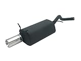 Silencieux sport compatible avec Renault Megane Coupé 1.6i 66KW 90HP 1995 1996 1997 1998 1999 2000 2001 2002 Noir Embout rond unique 100mm