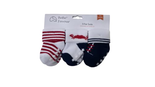 Image of Baby Vibe's ENTERPRISE Baby Cotton Socks | Soft Stretchable Infant Ankle Socks | Anti Slip Grip Sole | Comfortable Everyday Wear | Newborn Baby Socks Pack of 3 Pairs