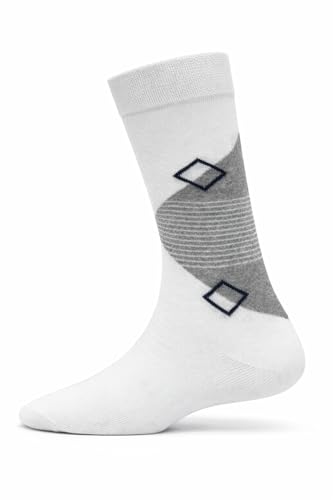 Image of Young Arrow Men's Full Length Crew Socks | 100% Pure Combed Cotton for Men - 168 Needle Premium Knit Argyle Pattern Multicolor Socks for Formal Casual Office Wear