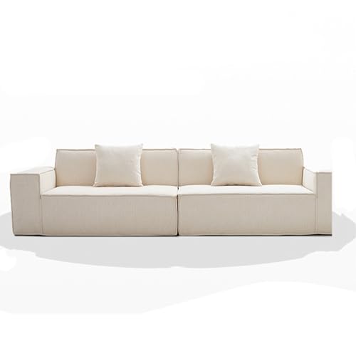 Sofá modular segmentado con chaise longue y cojines, espuma de alta densidad, sofá de suelo perezoso para dormitorio, apartamento y oficina, color blanco, 200 x 96 x 68 cm