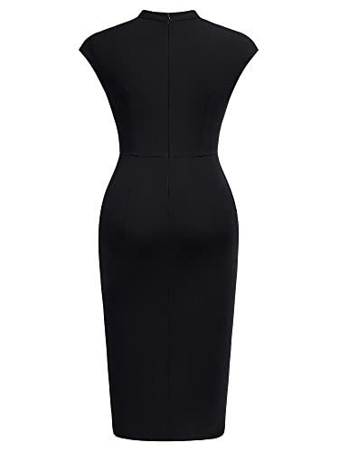 AISIZE Women's Retro Half Collar Ruched Slim Cocktail Pencil Dress3