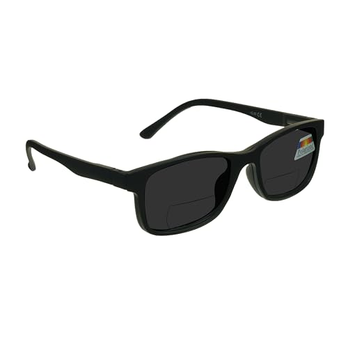 Image of proSPORT Bifocal Sun Glasses with Magnetic Polarized Clip On Gray Brown Lenses Black 1.25 1.50 1.75 2.00 2.25 2.50 2.75 3.00