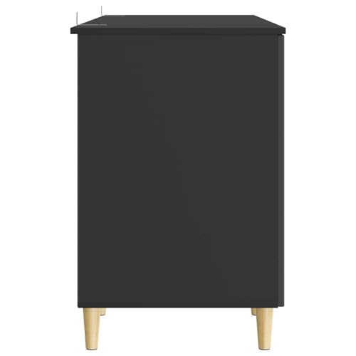 Bureau avec étagère noir meuble de rangement compact poste travail informatique - 6