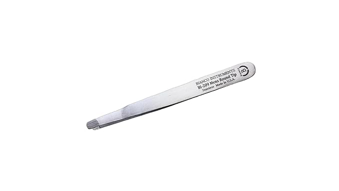 Bianco Instruments Men's Round Tip Tweezer - Premium Stainless Steel, Made in USA - Ideal for Eyebrow, Facial & Hair Removal - Precision Grooming Tool for Men
