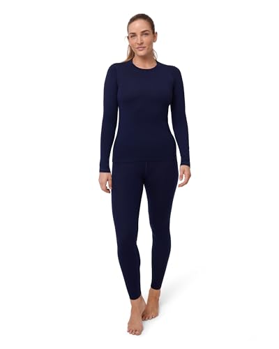 Opiniones de Conjuntos térmicos para Mujer comprados en linea. 46 DANISH ENDURANCE Conjunto Térmico de Lana Merino para Mujer, Ropa Térmica para Frío, Azul Marino Oscuro, L