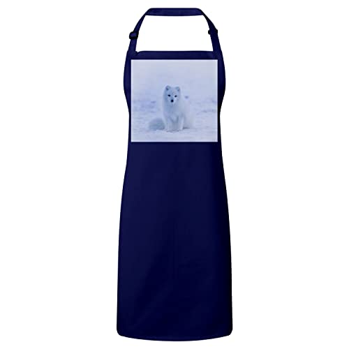 Tablier de cuisine premium navy avec magnifique renard blanc d'Islande