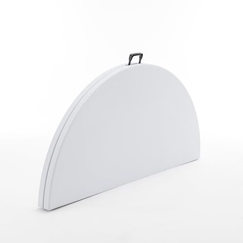 Image of BTEXPERT 60 Inch Round Plastic Folding Table, Commercial Grade, Seats 8-10, Indoor Outdoor Banquet Wedding Party Event Dining White
