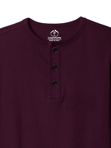 Image of LAZYCHUNKS T-Shirt for Men|Plain Henley Full Sleeve T Shirt|Cotton Blend T Shirt for Men|Men's T-Shirt|Tshirt for Men Stylish|T-Shirts for Men Regular Fit.