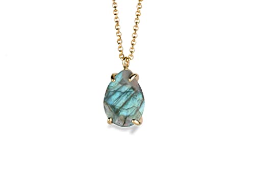 Collier labradorite en or rose 14k fait main, bijou bohème d'exception