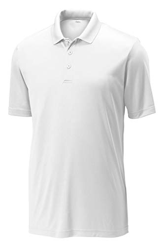 Opna Mens Dry-Fit Golf Polo Shirts,White,Large