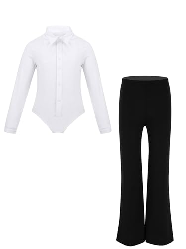 [Loodgao] Kids Boys Ballroom Latin Dance Leotard Long Sleeve Jazz Waltz Dress Shirt And Pants For Exam Competition zCgubN 6