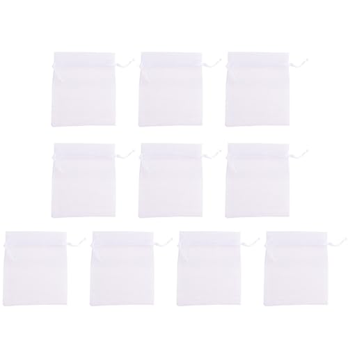 HYBEW Pack of 10 Folding Pouches Drawstring Organza Bag Folding Small Size Storage Pouches for Jewelry Makeup and Medications Organza Gift Bag