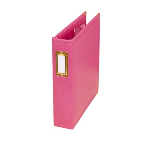 Craftelier - Eco-Leather Ring Album with 5 Plastic Sleeves of 6" x 8" (15.24 x 20.32 cm) | 2 Gold Metal D-Ring System and Label Holder | Size 23.7 x 23.7 x 5.1 cm - Bubblegum Pink Colour