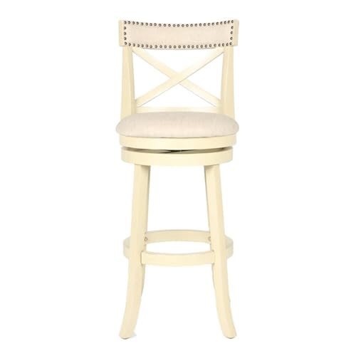 New Classic Home Furnishings Butaco York con giro 360°, juego de 2, 29 pulgadas, respaldo en X, asiento y respaldo tapizados en tela beige crema miniatura 5