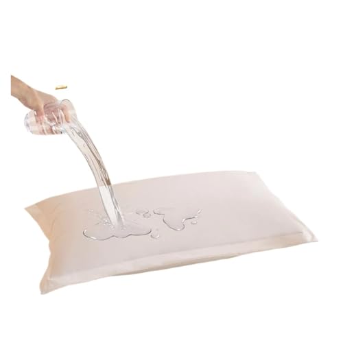 Taie d'oreiller en soie beige x2 imperméable lit double et king size - 2