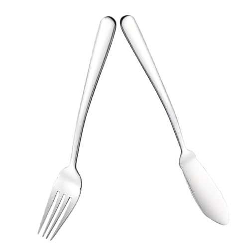 Ipetboom Edelstahl Fischmesser und Fischgabel Rostfrei Minimalistisches Steakbesteck für Haushalt Picknick und Gastronomie 2 Stück