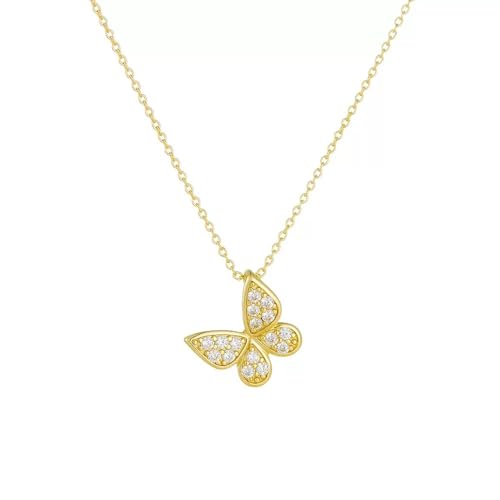 Collier pour Femme en Acier Inoxydable Doré Motif Papillon Avec Pendentif en Zircone Cadeau pour Maman Petite Amie Compagne