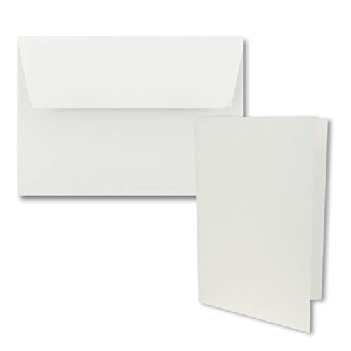 Juego de 15 tarjetas plegables DIN B6, 12 x 17 cm, en color blanco natural (blanco) con sobres DIN B6, autoadhesivo, para invitaciones y tarjetas de felicitación para cumpleaños o bodas