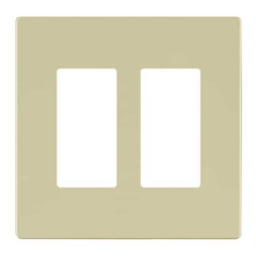 Image of LIDER Double Decorator Switch Cover, Screwless Wall Plate, Mid-Size 2-Gang 4.88 inch x 4.92 inch, LSWP-32M-I, UL Listed, Thermoplastic, Matte Ivory, 1-Pack