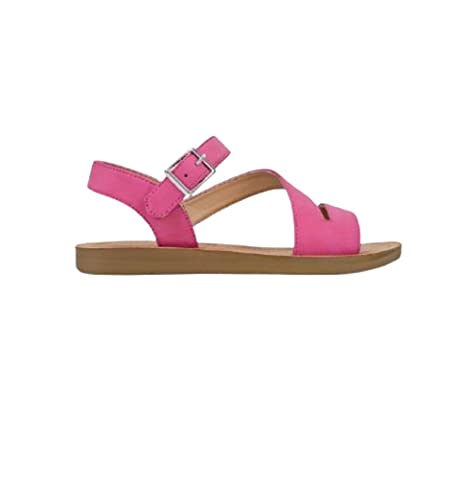 Soda KIDS/CHILDREN/GIRLS Cute and trendy fashionable flat strap sandals with side buckle Summer Spring Shoes QUILT-2 Fuchsia 1