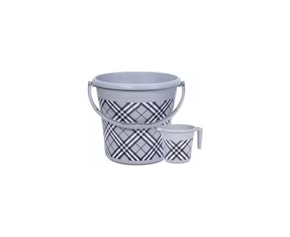 Dhwani Enterprise (Ratan) New Plastic Frosty Checks Print 5LBucket 1LMug Grey (B0B4RYWQTT) Amazon Price History, Amazon Price Tracker