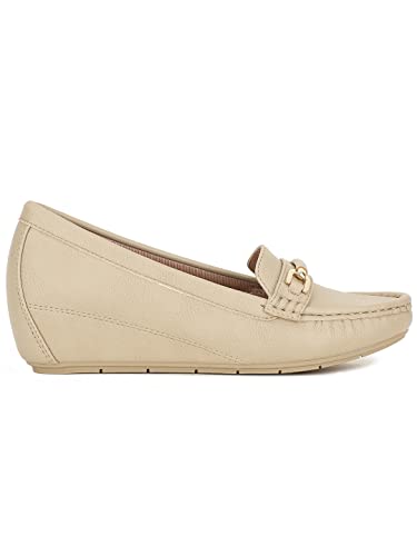 Image of Bata Women Zaynab Loafers, Nude, (6510177)