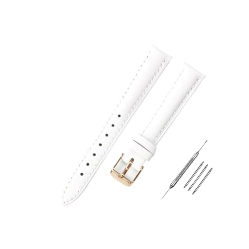 [XTNGIRKGY] Soft Watch Leather Strap Accessories Green Purple Durable Genuine Band 10mm 12mm 14mm 16mm 18mm-24mm(White-rose,22mm