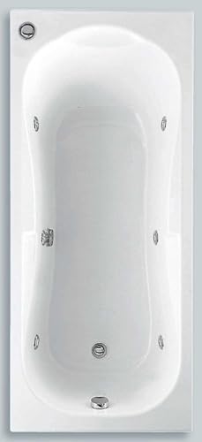 Wanna z hydromasażem prostokątna opona Novellini Calypso Eco 150 x 70 x wys. 55 cm 150 l kolumna 1 panel przedni 1 boczny dwustronna rama hydro-Whirlpool wzmocniona akrylowa biała błyszcząca