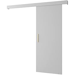 ABIKSMEBLE Salwador 1 Sistema de Puerta Corredera con Cubierta de Riel - Puertas Corredizas de Pared Interior - Puertas Empotradas en el Ático - Construcción Sólida - 90 x 204 cm - Blanco