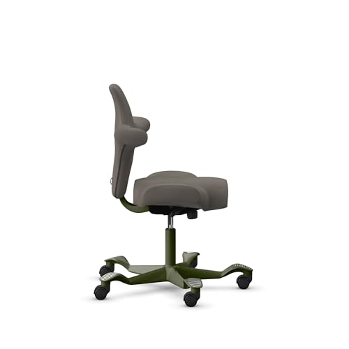 Image of HAG Capisco Standard Chair-Moss Green Frame-Upholstered Gray Ash Vinyl