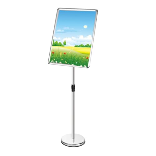 Support de sol porte-affiches A2 argenté présentoir sur pied réglable