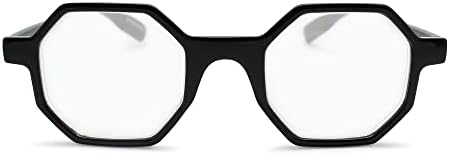 Black Large Hexagon Reading Glasses for Women to Look Stylish with High Vision - Comfortable for All Face Shape Womens Reading Glasses -Readers For Women - Reading Glasses 1.75 Womens Readers