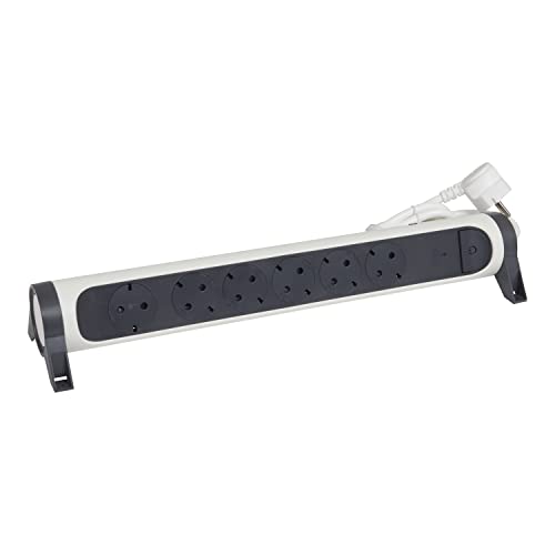 Legrand, Multiprise rotative à 6 prises, multiprise, protection contre les surcharges, interrupteur marche/arrêt LED, câble de 1,5 m, ultra blanc/gris...