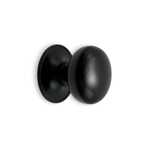 AB Hardware Powder Coated Black Plain Cottage Centre Door Knob 70mm Solid Brass Decorative Pull