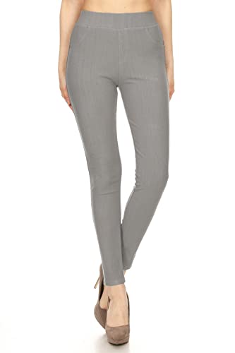 Image of Leggings Depot Women's Cotton Blend Stretch Pull-on Jeggings Casual Pants with Pockets (Available in Plus Size)