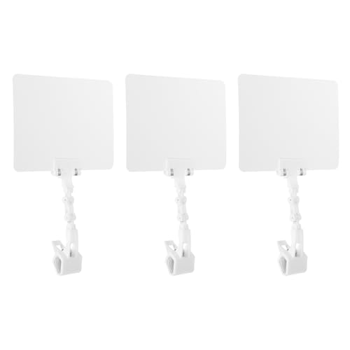 PATIKIL Clip de Soporte de Señal 7" x 2", 3 Piezas de Doble Cabeza Giratoria, Soporte de Exhibición de Precio Borrable Con Pinza para Negocios de Supermercados, Mercancía, Blanco