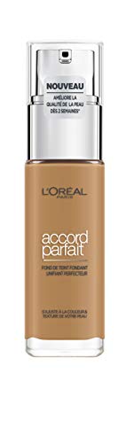 ¡Yo elijo mi tono exacto con Accord Parfait Base de Maquillaje, 48 tonos y subtono R/N/D, fórmula hidratante que mejora la piel en 2 semanas!