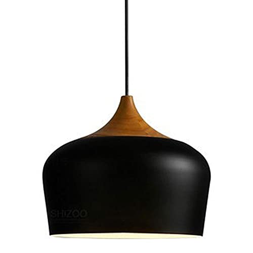 Luminaire suspendu industriel vintage en métal noir rond pour plafond de chambre